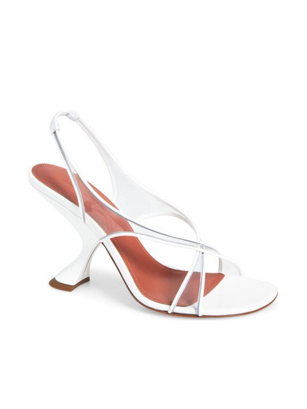 Amina Muaddi Lena Clear Leather Crisscross Slingback Sandals Sz EU39/US9